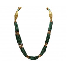 Gold Plated White Metal Traditional Tibetan Necklace, Powder Turquoise Stones